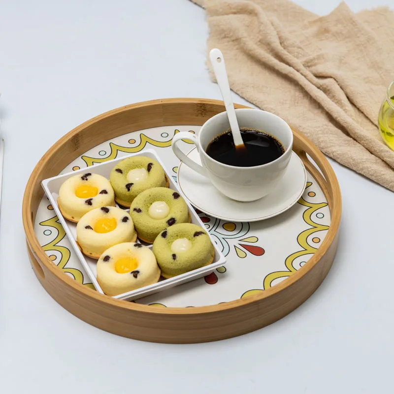 Raw Materials Bamboo Set Tray Round Bamboo Trays With Handles For Food