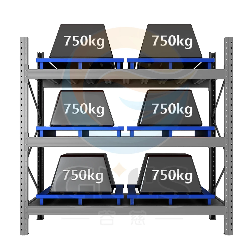 高耐荷重金属トレイ収納ラック 錆びにくく調整可能 750／1000／2000kg 段当たり 工業用倉庫ラック