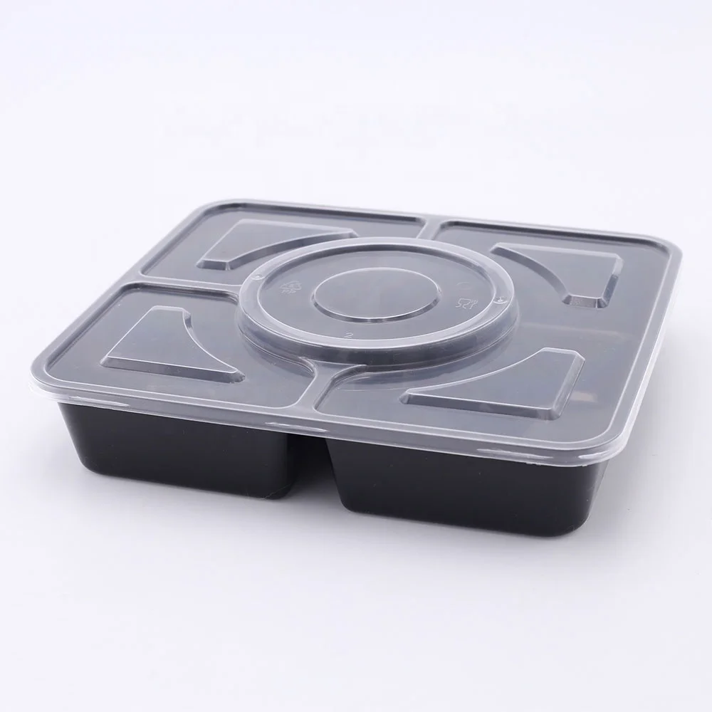 4-5 Compartment Disposable Lunch Dinner PP Plastic Storage Food