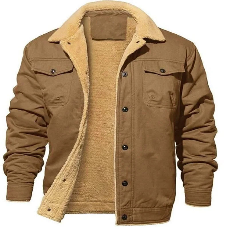 2024 Man's Cotton Cargo Casual Fleece Thicken Jackets New Winter Warm Man Jacket_voghion.com