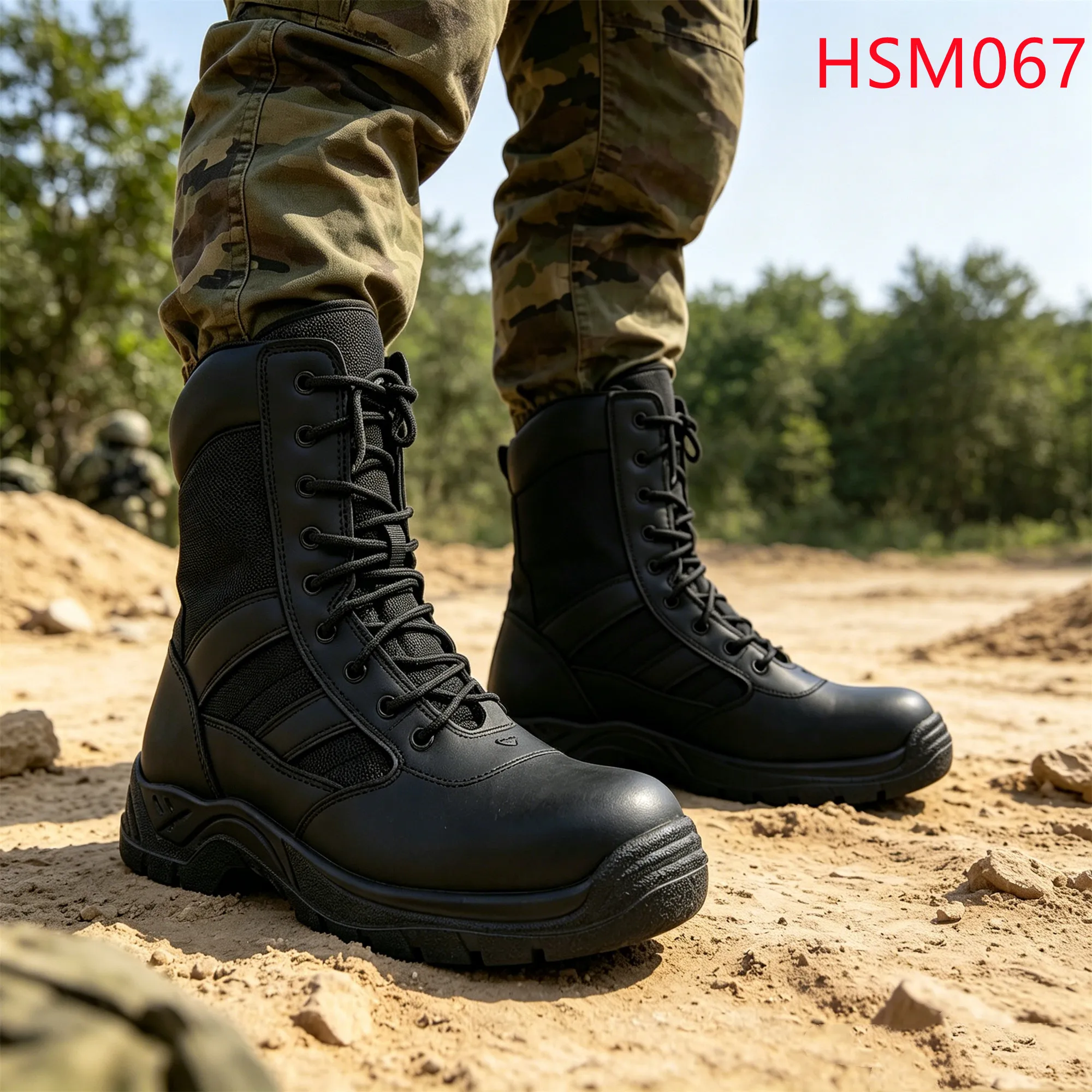 LXG,South America Popular Steel Toe Insert Security Combat Boots Forest Zone Survey Training Boots with Side Zipper&VelcroHSM067