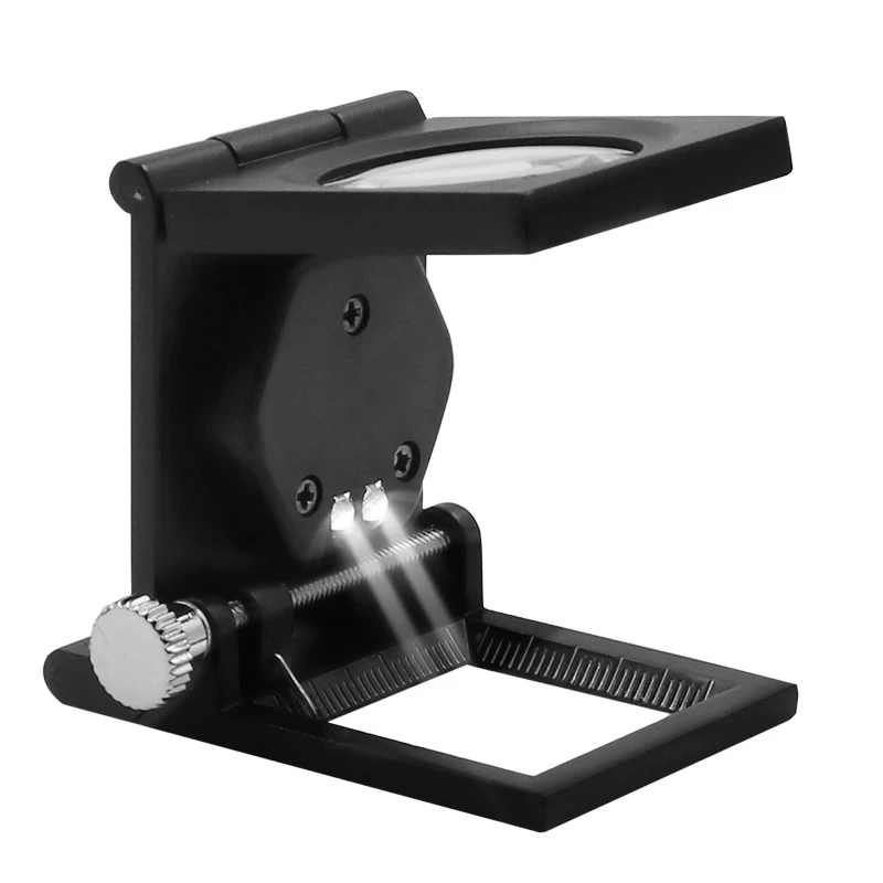 Foldable Magnifier Jewelry With Scale Handheld Magnifying Glass Pocket Exquisite Jewelry Magnifying 10X LED Textile Optical Magn