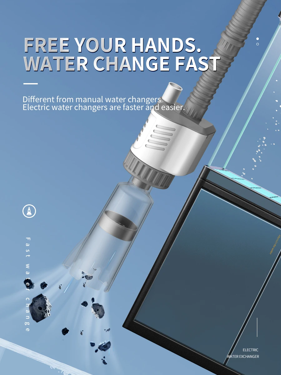 YEE Automatic Flow Control Gravel Cleaner Quick Air Heat Aquarium Fish Tank Water Changer