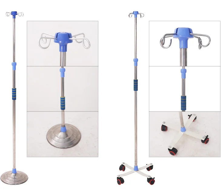 Stainless Steel IV Pole - Movable Infusion Stand for Hospitals