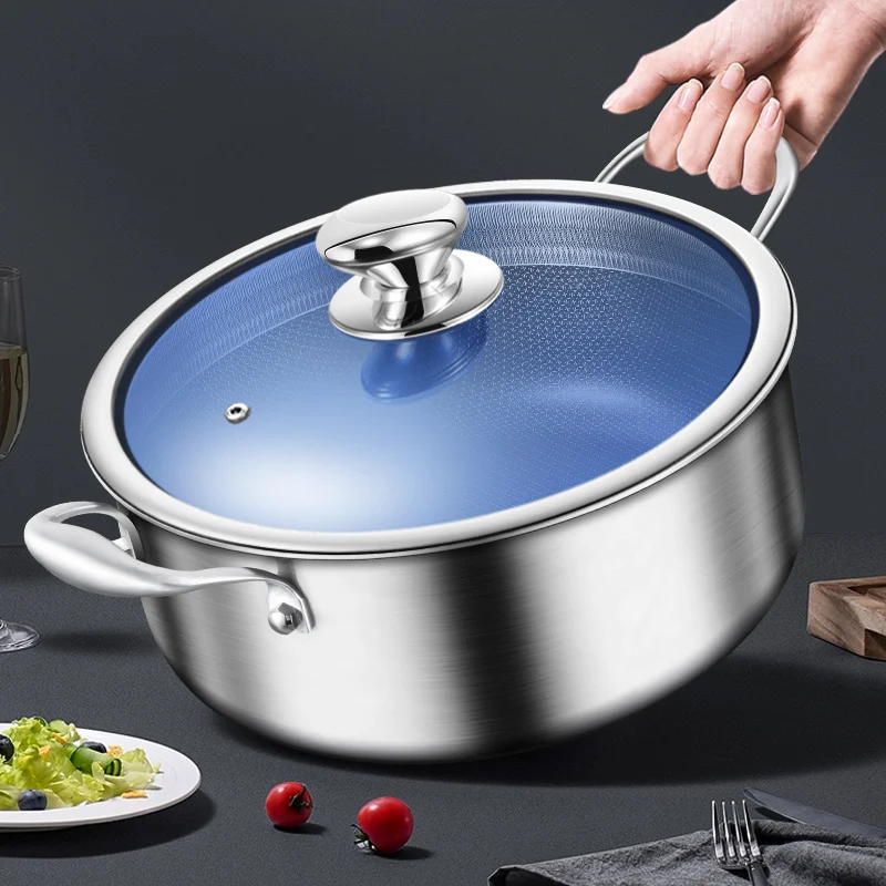 Kengq Cooking Pots Non Stick 26cm 3 Layer Stainless Steel Cooker Soup