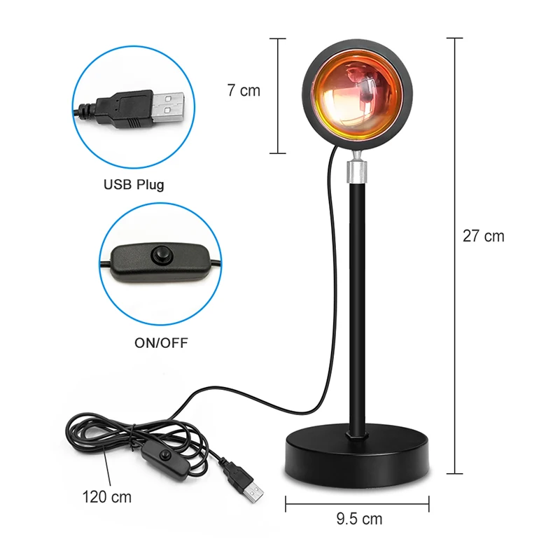 RGB Mini Table Rainbow Usb Led Sunset Red Lamp Sun Projection Sunset Desk Projector Led Light Decoration Rainbow Projection Lamp