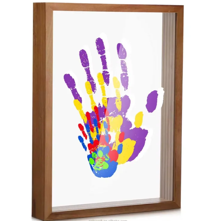 New MDF Wood picture frame with DIY painting kit Family Newborn Handprint Kit Handmade Wooden Photo Frame Christmas Gifts
