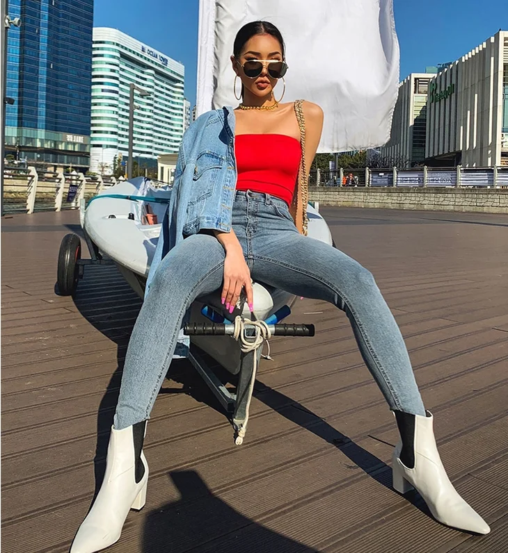 Jeans Skinny Jeans A Vita Alta Con Elastico EMANUELA COSTA Jeans