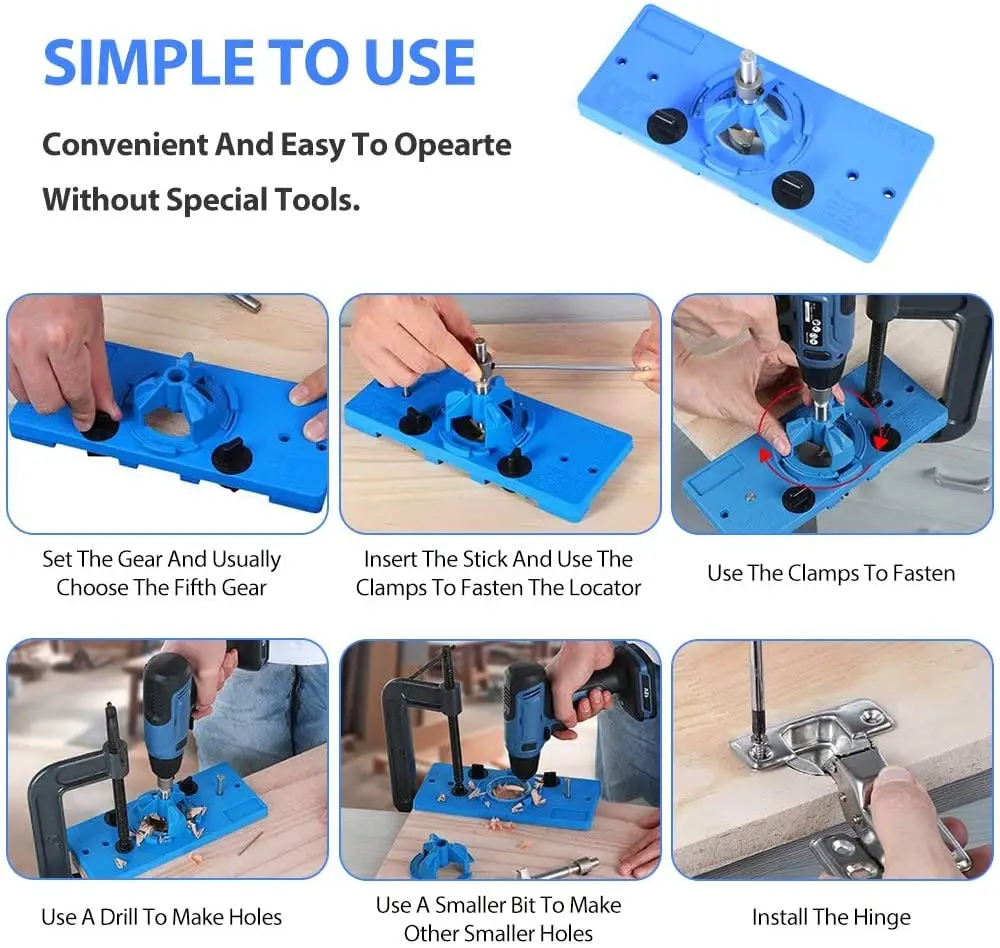 35mm Concealed Hinge Jig Kit Cup Style Hinge Jig Boring Hole Drill