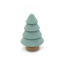 Food Grade Soft Teething Christmas tree  Building Block Stacking Toy Rocks Baby Silicone Stacker educational toys