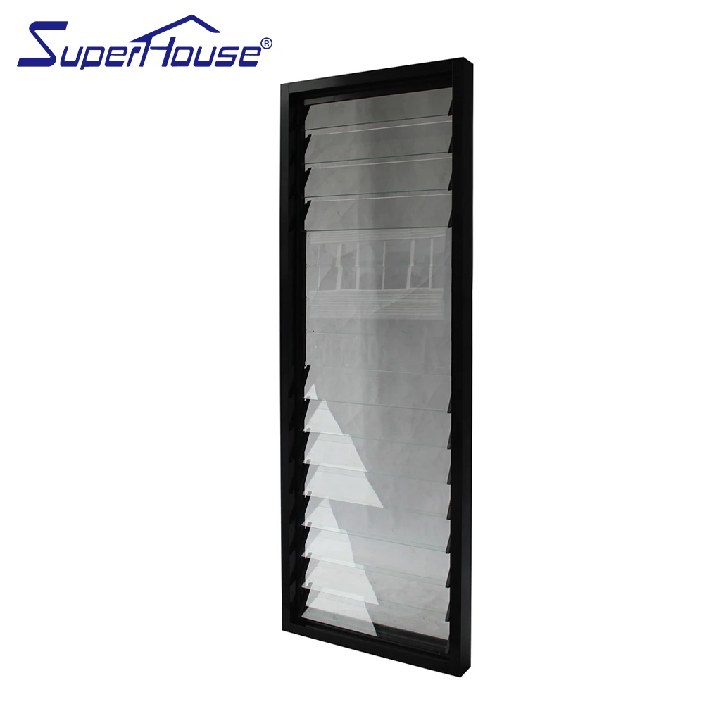 Modern Hurricane-Proof Tempered Glass Louvre Aluminum Alloy with Horizontal Opening Pattern for Hotels