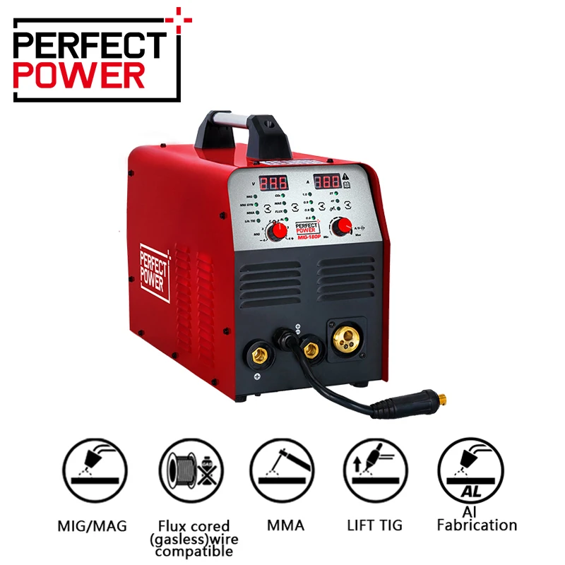 4-in-1 MIG Welder 140A IGBT Inverter - 110V/220V, Gasless, With ARC, Lift TIG & MMA Modes