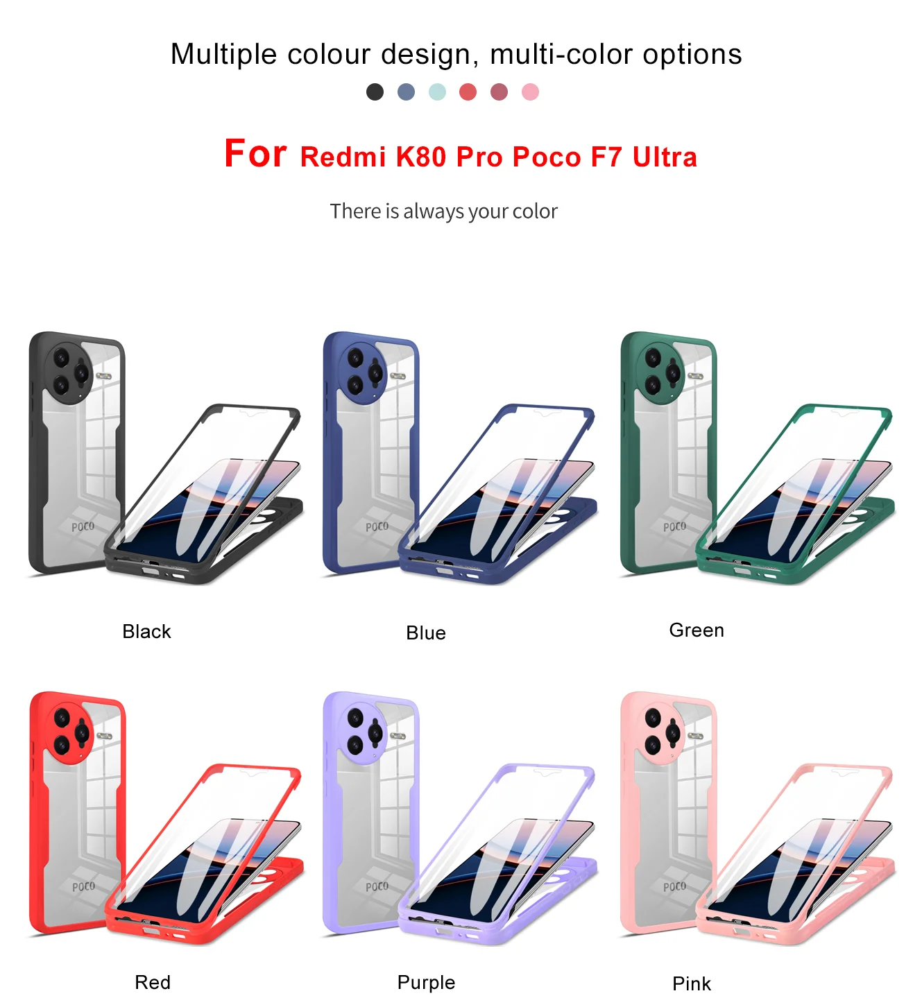 Custodia Protettiva + Vetro Display Per Xiaomi Poco F7 / F7 Ultra 5G – Lonfeid, Antiurto Con Supporto Magnetico E Anello