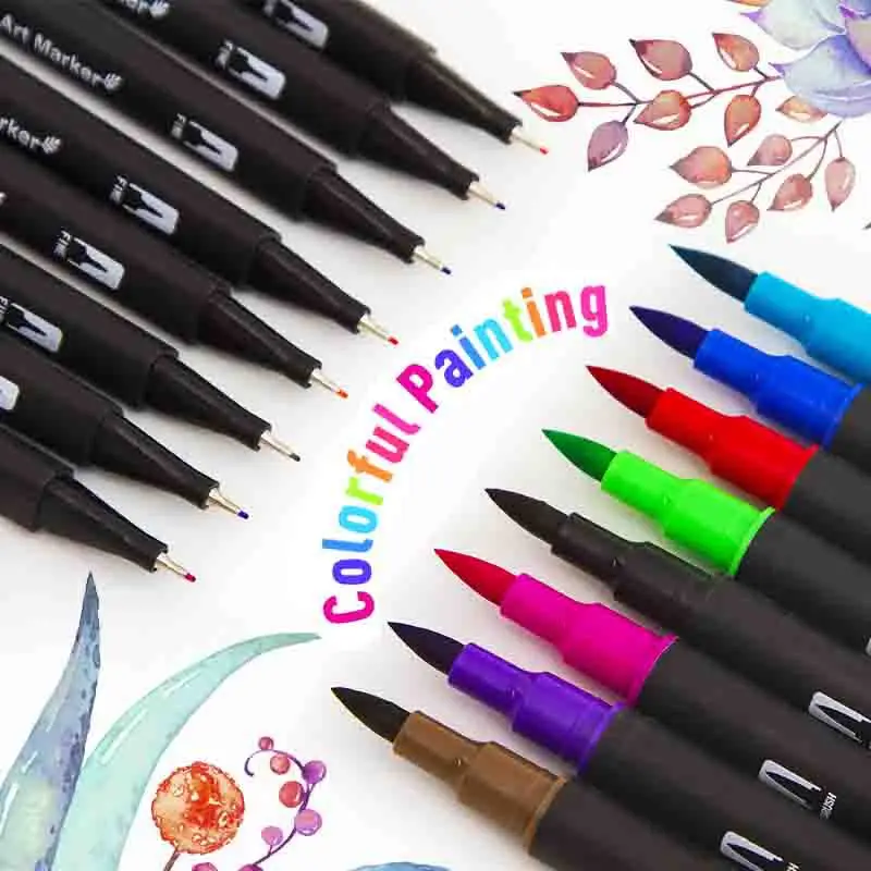 OBOSOE Dual Tip Brush Pens 48 Colours Felt Tip Pen Colouring Pens for Adult  Colouring Books Brush Pens ,Felt Tip Pens 