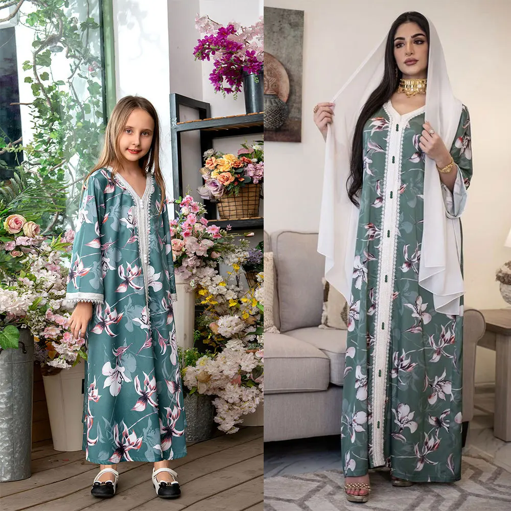 OwlFay Musulmano Islamico Ragazze Bambini Abaya Vestito - Foto 4