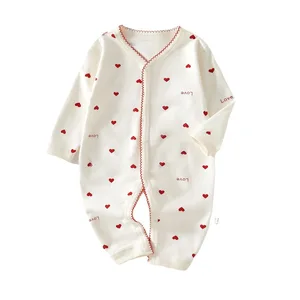 Newborn Long Sleeve Toddler Romper Infant Clothing Heart Graphic Floral Baby Romper Casual Style Rompers for Baby