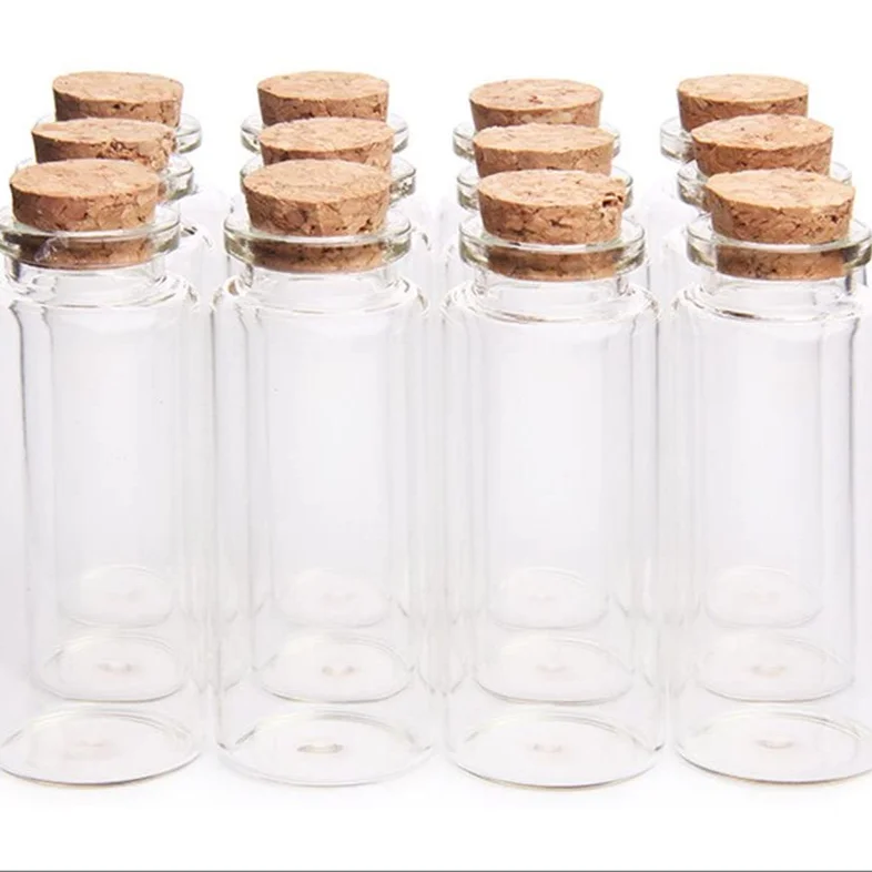 wholesale 50ml 70ml 100ml mini Eco-friendly cork stopper clear glass jar square glass spice bottle for saffron