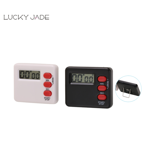 Small Convenient Portable  White Digital  Salon Kitchen Cooking Timer with Loud Speaker and Big Number Screen and Tray at Back