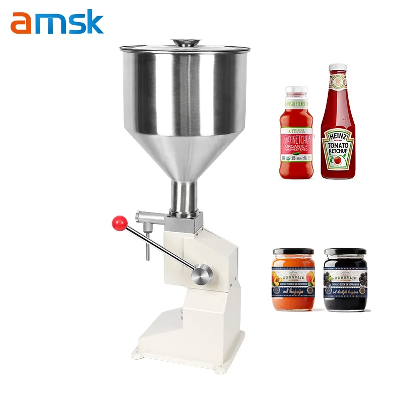 A03 Manual Food Grade Hopper Paste Liquid Chemical Cosmetic for 5-50ml 10-100ml  Bottle Packaging Filling Wrapping Machine