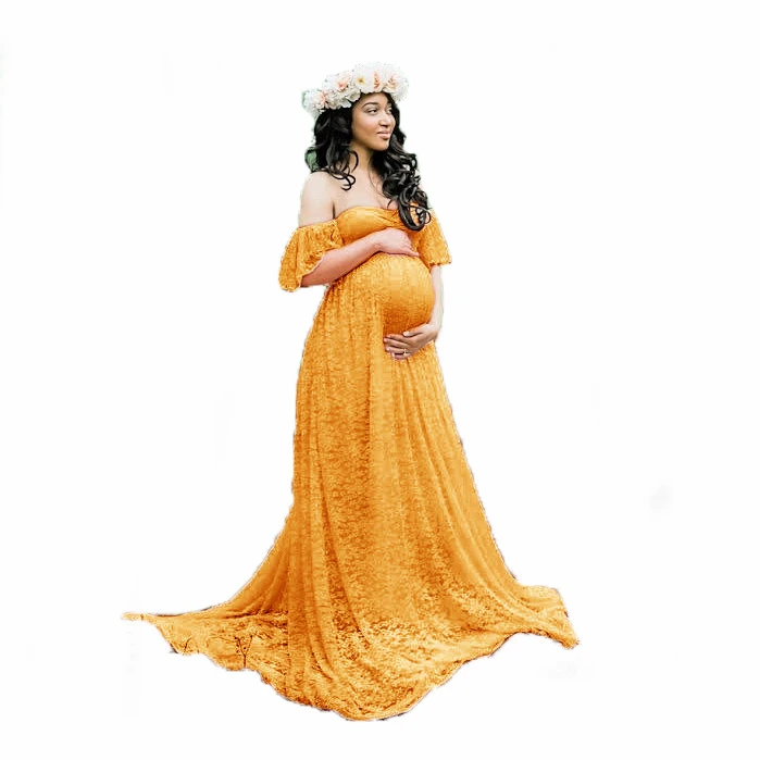 gold lace maternity dress