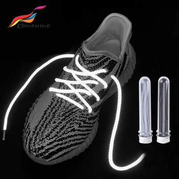 Custom Reflective Yeezy 4.5mm Polyester Rope 120cm Shoe Lace with Plastic Test Tube Packaging