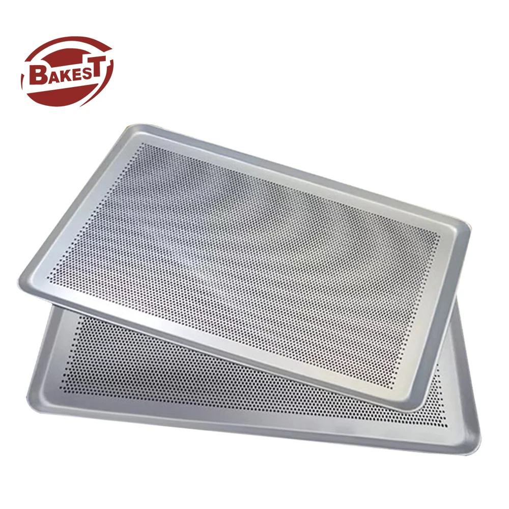 Bakset Custom Commercial Perforated Aluminum Baking Sheets Heavy Dutycookie Puff Pastry Bakeware Stackable Tray Pan in Guangzhou