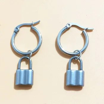 Titanium Steel Korean Lock Earring Pendant Jewelry Accessories For Men Women unisex, sword key lock bow sailor star moon earring