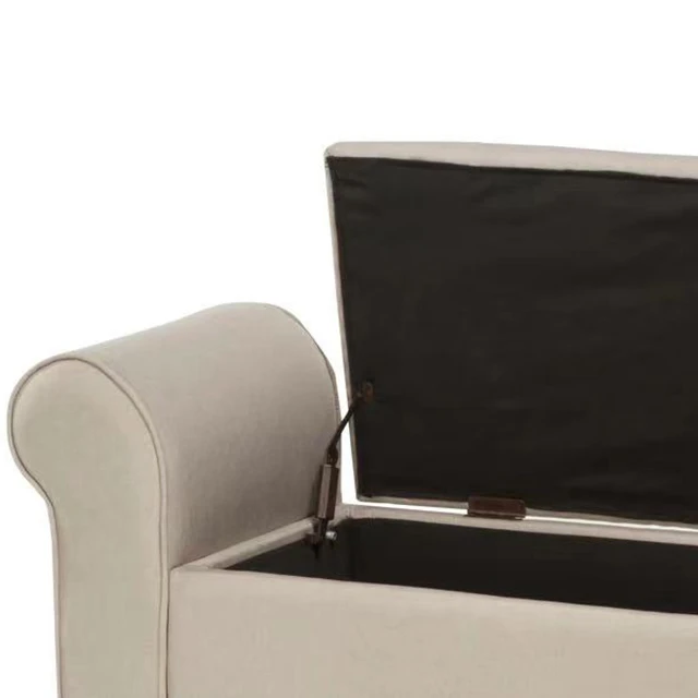Luxurious Multi Functional Top Quality Living Room Rolled Arm Tufted Fabric Storage Ottoman Bench details