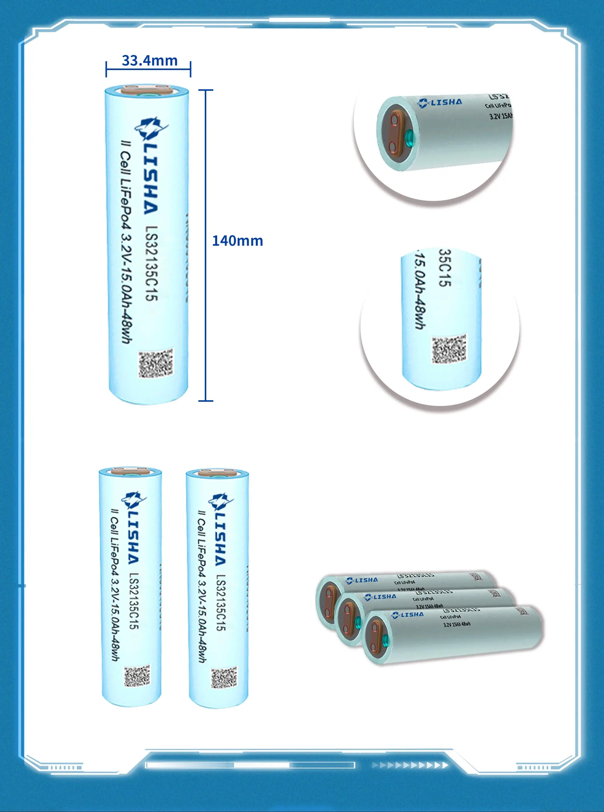 Lisha Explosive Models Rechargeable Cylindrical Cell 3.2v 15ah Lifepo4 ...