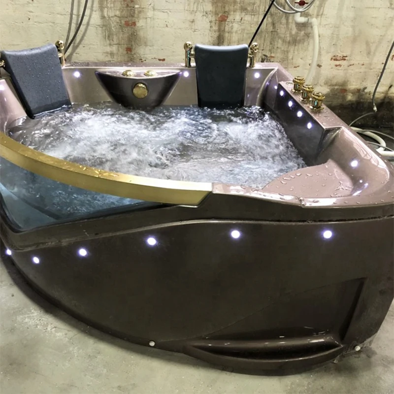 Hanse कारखाने यूरोपीय शैली एलईडी लाइट ब्राउन भँवर बाथटब मालिश Bathtubs वयस्कों के लिए कोने स्नान टब - Buy Bathtubbath Tub Adultwhirlpool Massage Bathtub Product on Alibaba.com