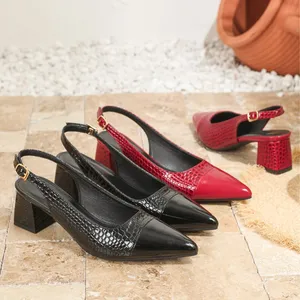 QuiteS 2026 New Plus Size Pointed Toe Back Strap Closed Toe Back Open PU Upper Sandals High Heel Sexy Shoes for Women