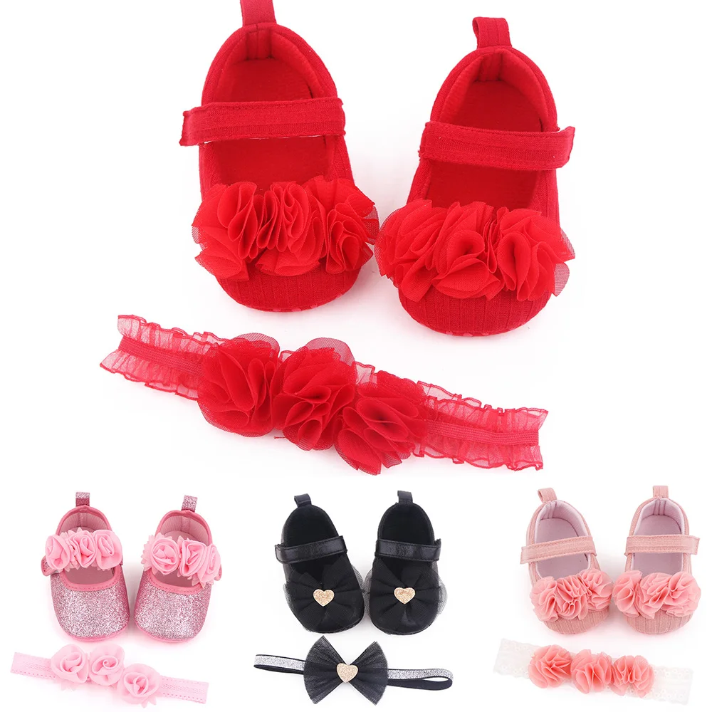 Baby Infant Girls Soft Sole Floral Princess Mary Jane Shoes Prewalker Wedding Dress Shoes