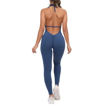 Wholesale Women's Yoga One-Piece Bodysuit workout Romper V Neck Design Sexy Bodysuits Full Length For Women