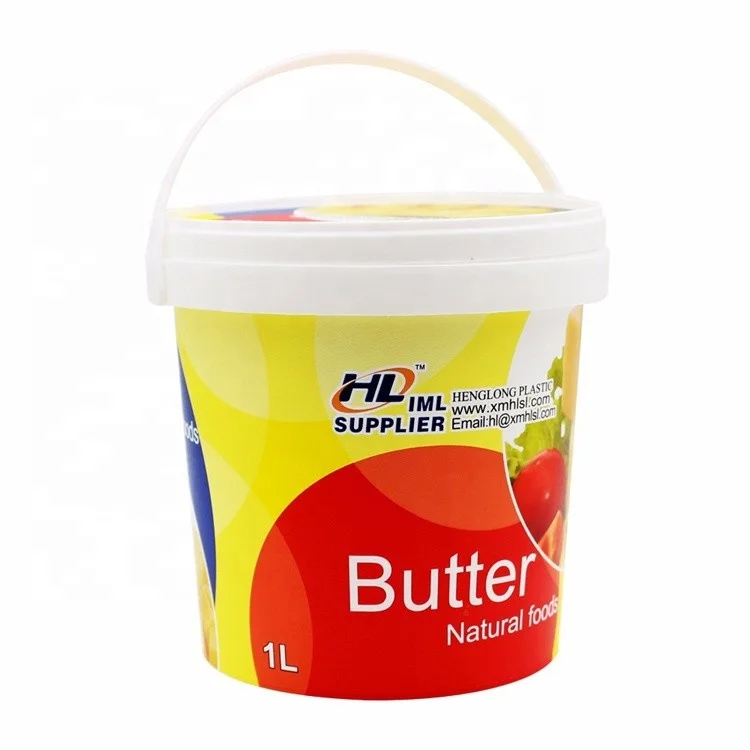 Barril de plástico IML para helados, cubo desechable con logotipo