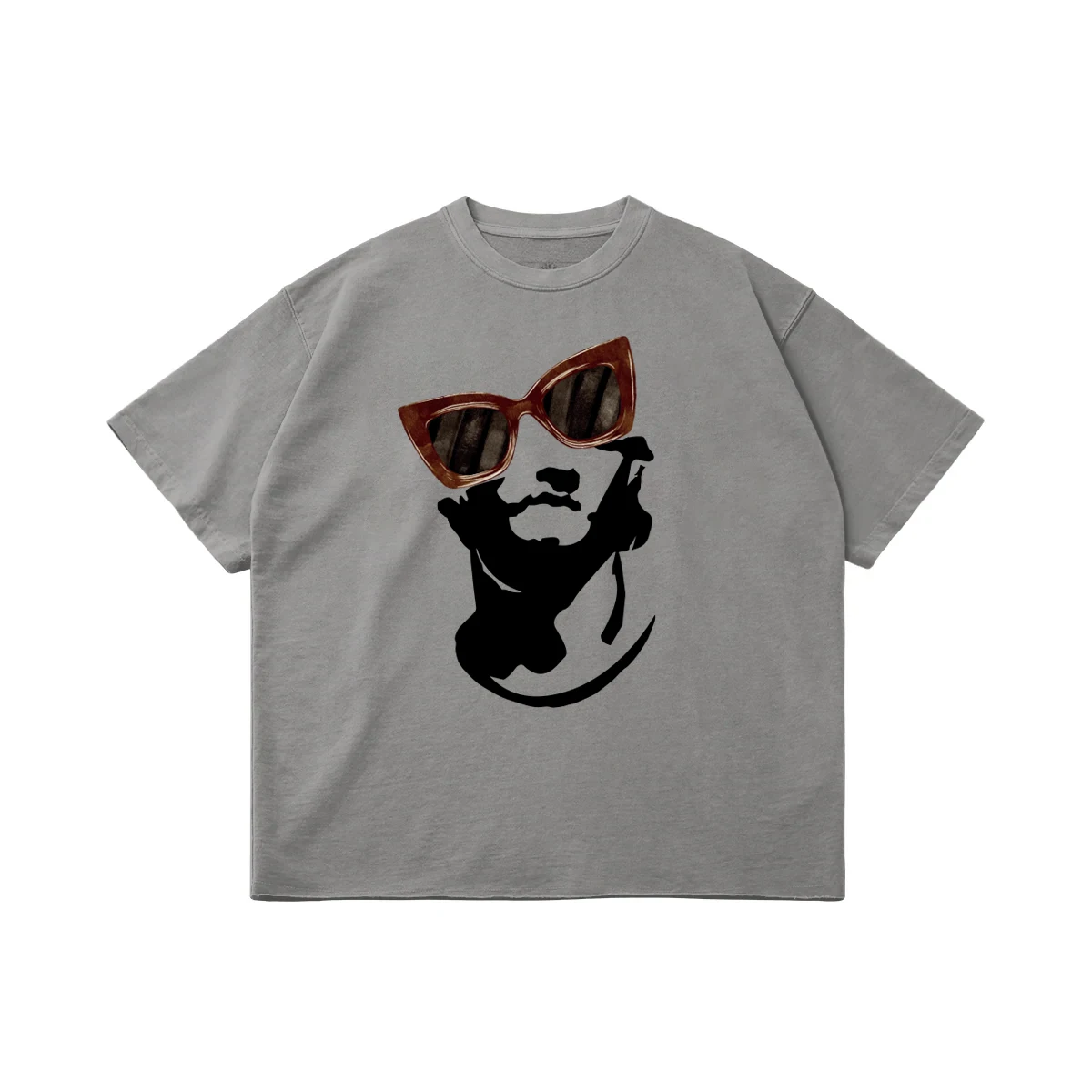 High Gsm Oversized Heavy Washed Raw Edge T-Shirt 320g Garment Men's Tshirt for Men With Rib Collar