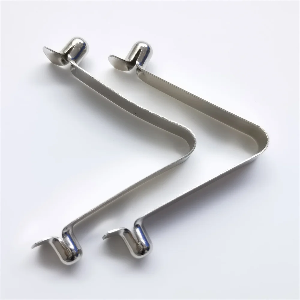 China Factory Custom Double Push Button Spring Snap Clip V Shape Metal Tube Spring Clips