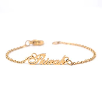 18K Gold Plated Stainless Steel Custom Personalized Baby Name Bracelet