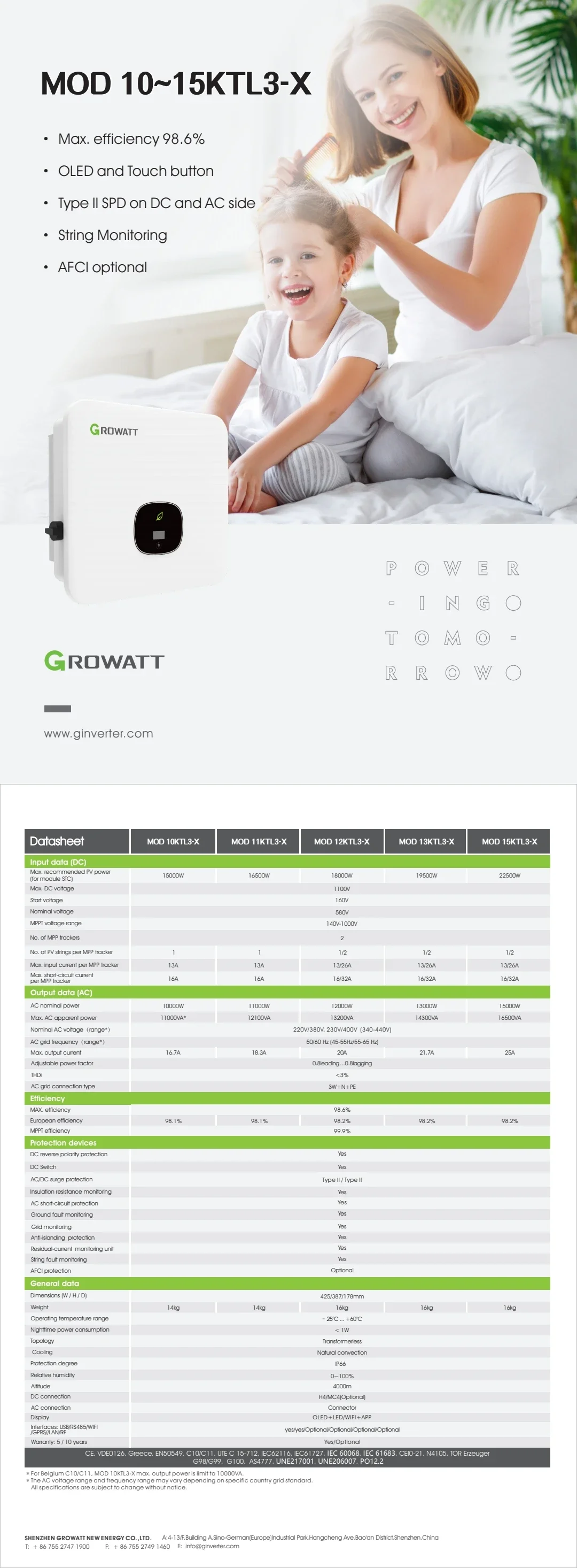 Growatt On Grid Inverter 25kw 20kw 15kw Mid15~ 25ktl3-x Three Phase ...