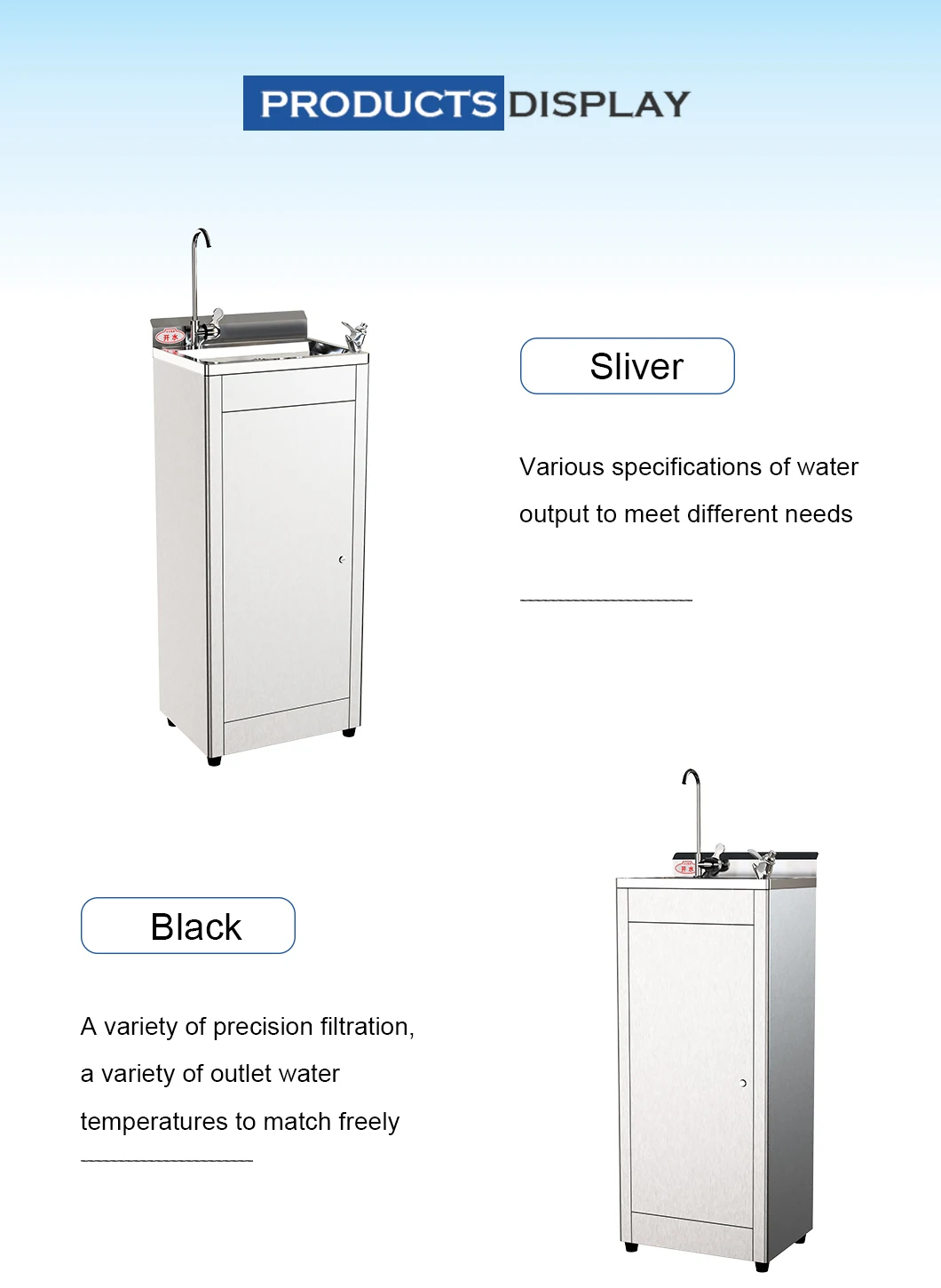 stainless steel drinking fountain water cooler dispenser mini cold water filter  with purification details