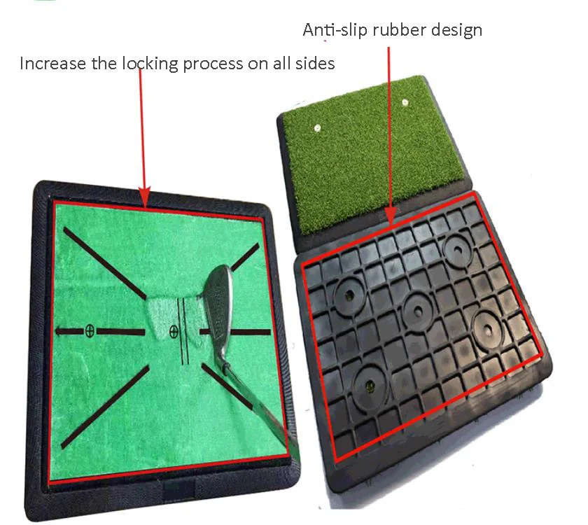 Premium 3in1 Golf Practice Hitting Mat With Rubber Base & 3