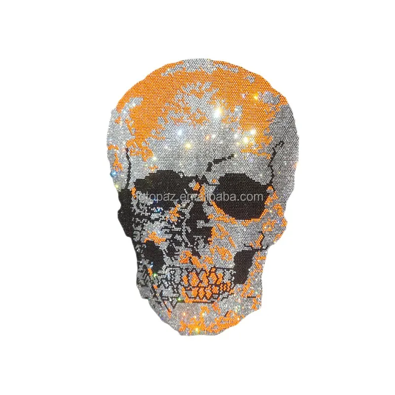 Free sample Fashion Crystal Skull Rhinestone Pattern Sparkle Rhinestone Heat Transfer Designs