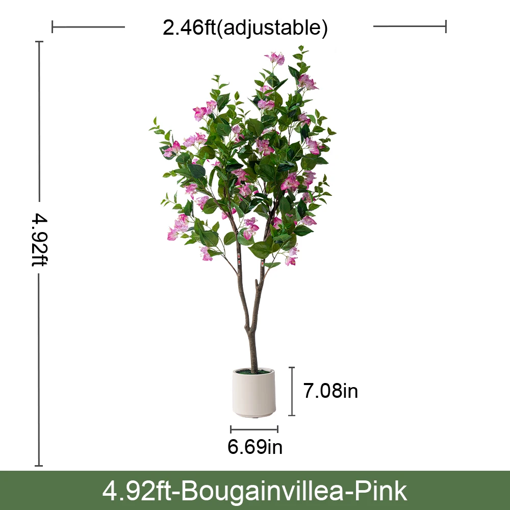 Natural Style Home Office Decor Artificial Bougainvillea PVC Green Plastic Pot Real Touch Leaves Artificial 180cm Fabric Wedding supplier