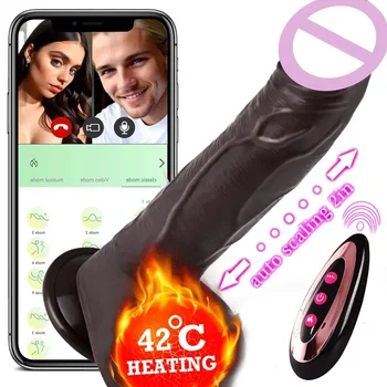 Realistic Thrusting Dildo Vibrator Sex Toy,App and Remote Control Dildos with 5 Thrusting 10 Vibrating Modes Strong Suction Cup