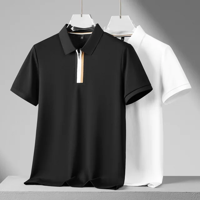 Top quality summer zipper short-sleeved POLO shirt men's business casual top Fashion T-shirt men's wholesale