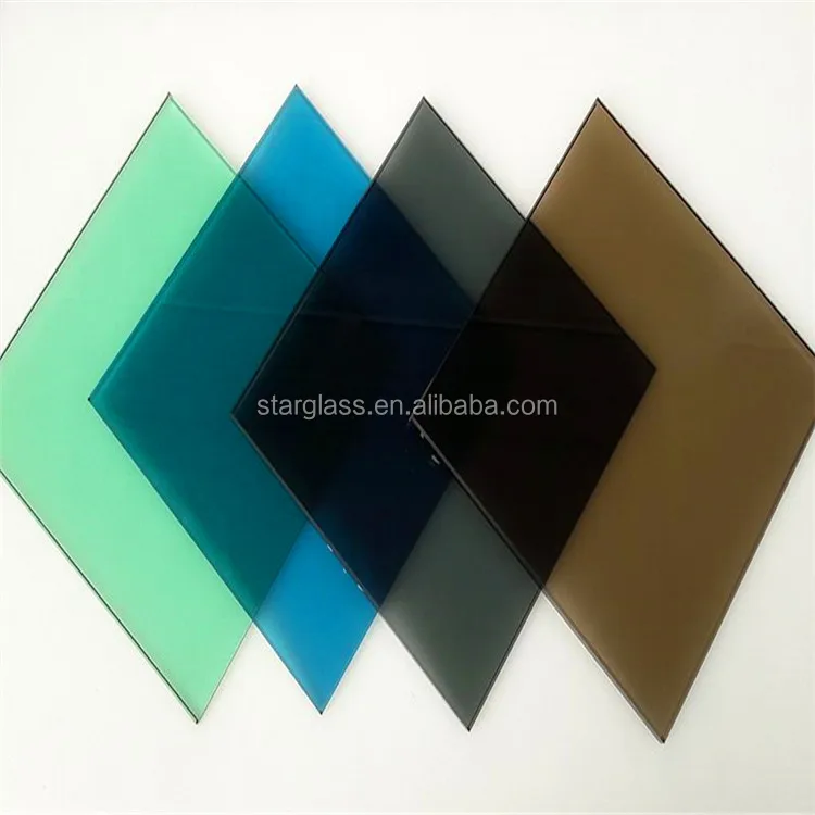 4mm 5mm 6mm Colored Reflective Tinted Float Glass Ford Blue Dark Blue Green Grey for Industrial Curtain Wall Bathroom Decoration