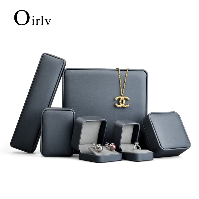 FANXI Luxury Gift Jewellery Packaging Boxes For Wedding Ring Necklace Bracelet packing Custom Logo Gray Leather Box Jewelry