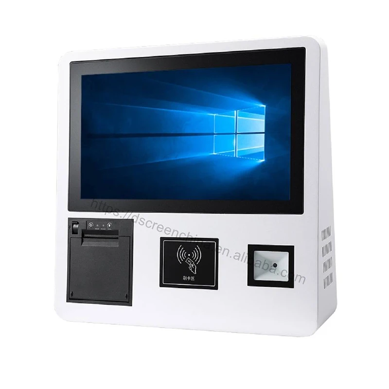 Oem Customized Smart Touch Screen 15.6 Inch Qr Code Scanner Kiosk Ticket Printing Self Service Order Pos System Payment Terminal