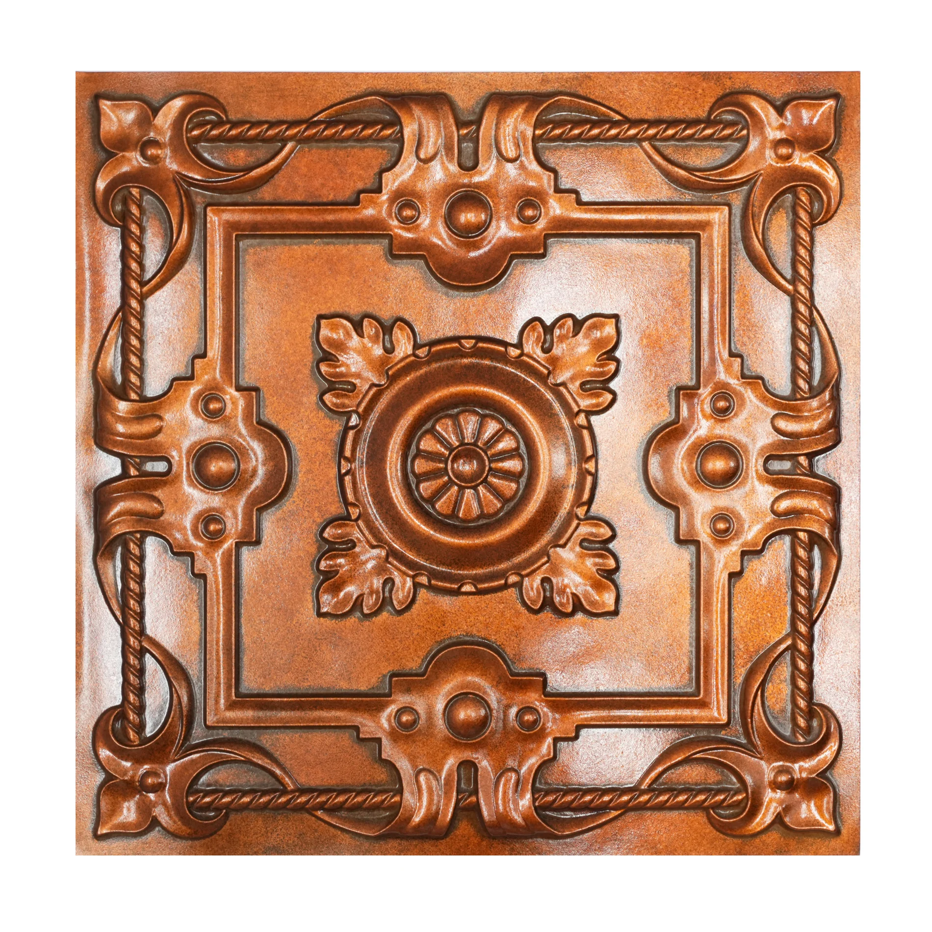 Decorative tin wall tile Emboss interior wall panel Easy Drop-In Installation for Cafe Club PL29 Archaic copper