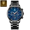 Stainless Steel Band-11 Black Case Blue Dial
