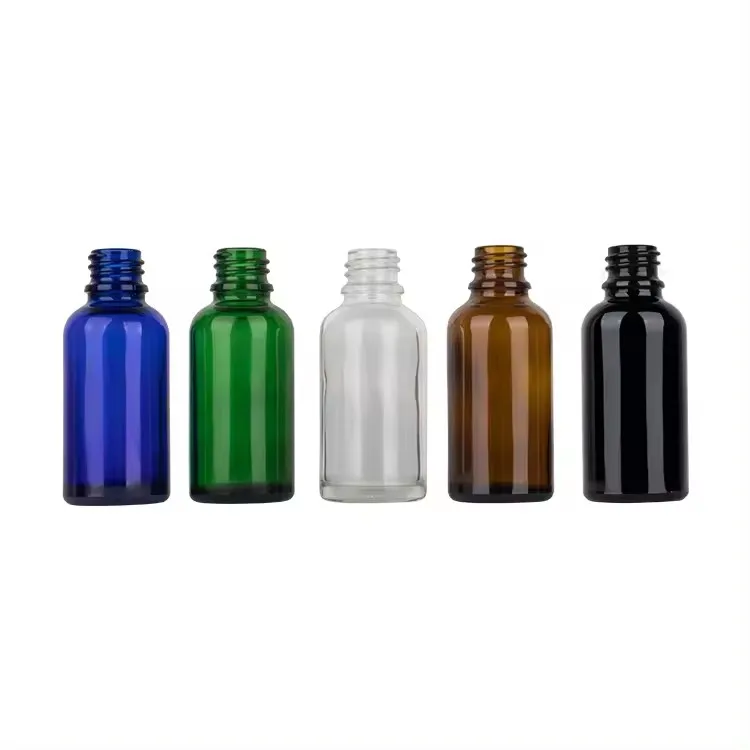 Silkscreen printing Essential Oil Packaging Bottles Green Amber Blue Glass Bottle Dropper glass Bottle manufacturer